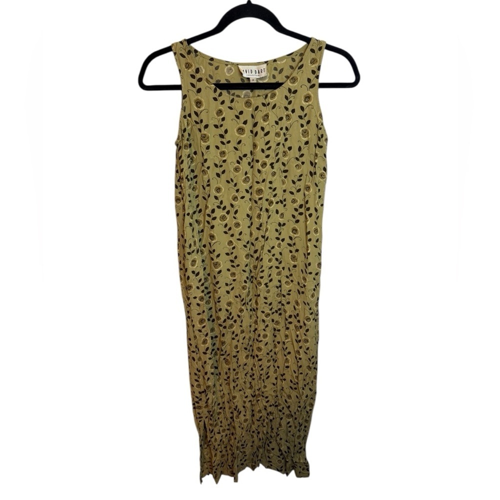 David Dart Vintage Muted Green Floral Y2K Midi Dress